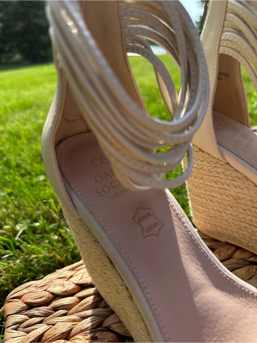 Women's Oasis Society Rosalie  Espadrille Ankle Wedge Sandals with Ankle Wrap - Picture 2 of 8